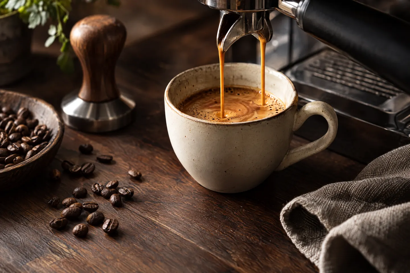 Frisch bezogener Espresso in einer Tasse